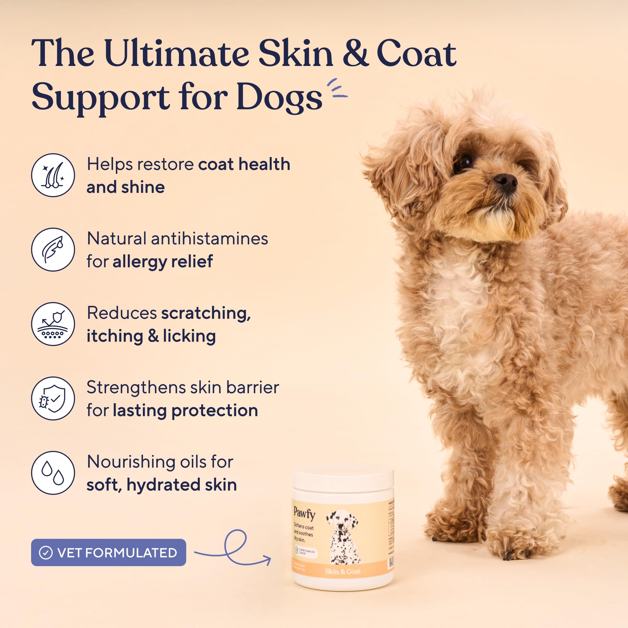 Foto 3 pulgar | Masticables Pawfy Skin & Coat Para Aliviar La Alergia De Los Perros Con Aceite De Salmón 30 - Venta Internacional.