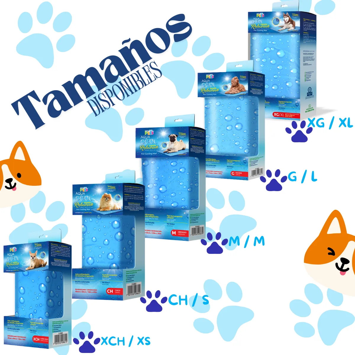 Foto 5 | Tapete Refrescante Para Perro Med Mascotas Lab.g Azul