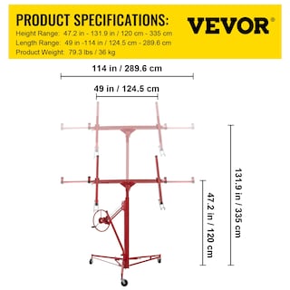 Foto 7 | Panel Elevador Rodante Para Paneles De Yeso Vevor, Elevador De Láminas De 11 Pies, 150 Kg - Venta Internacional.