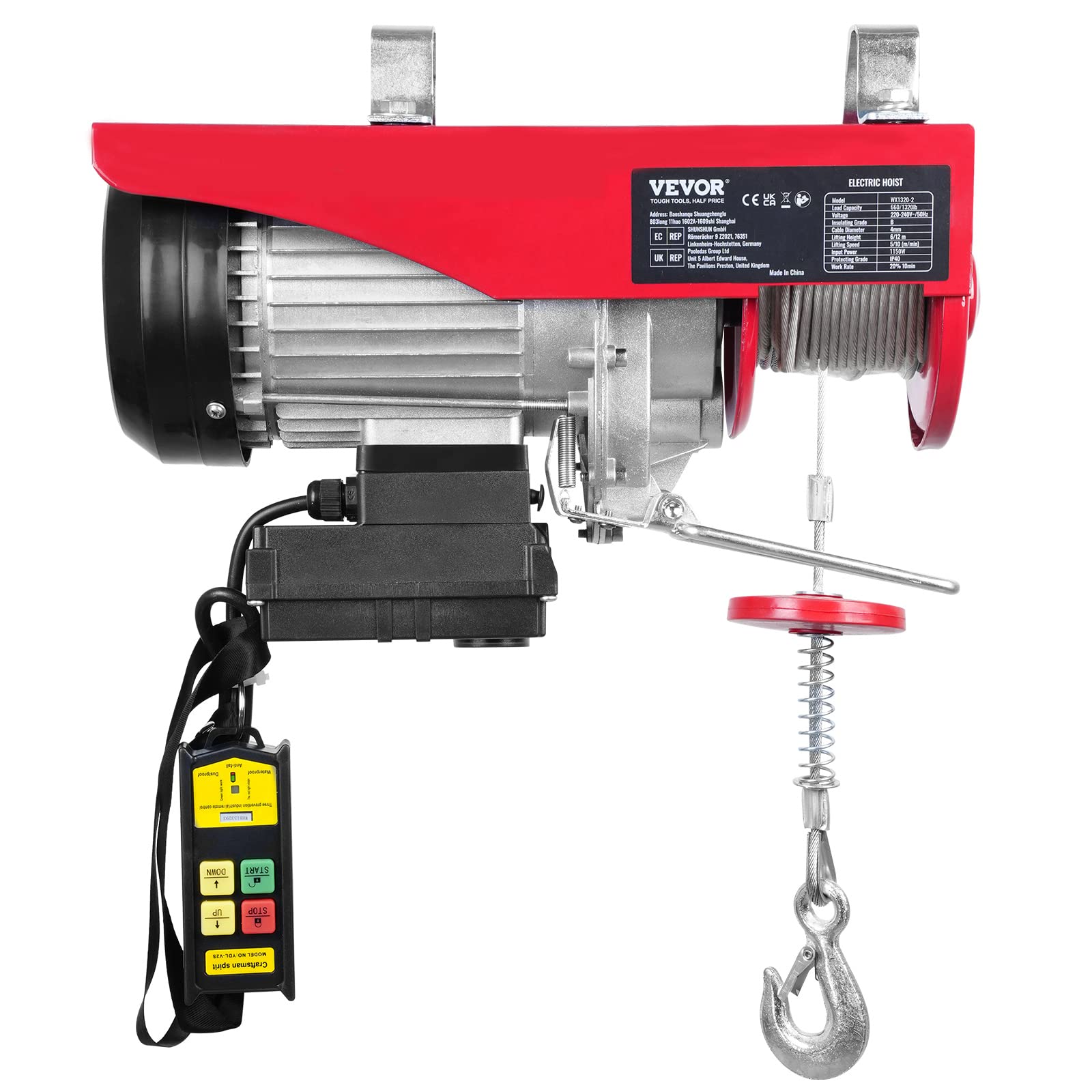 Foto 7 pulgar | Polipasto Eléctrico Inalámbrico Vevor 600 Kg 110 V Con Mando A Distancia - Venta Internacional.