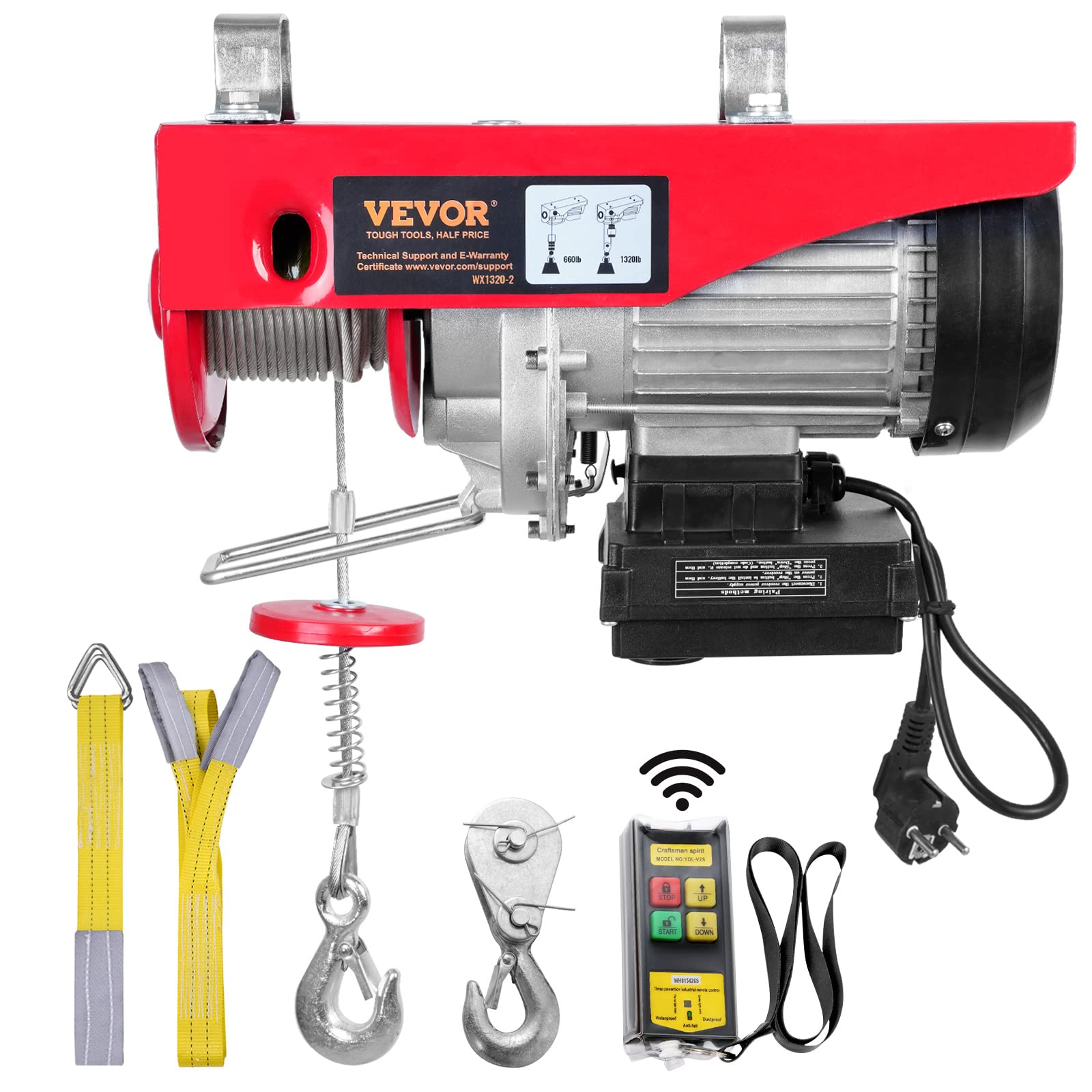 Foto 7 | Polipasto Eléctrico Inalámbrico Vevor 600 Kg 110 V Con Mando A Distancia - Venta Internacional.