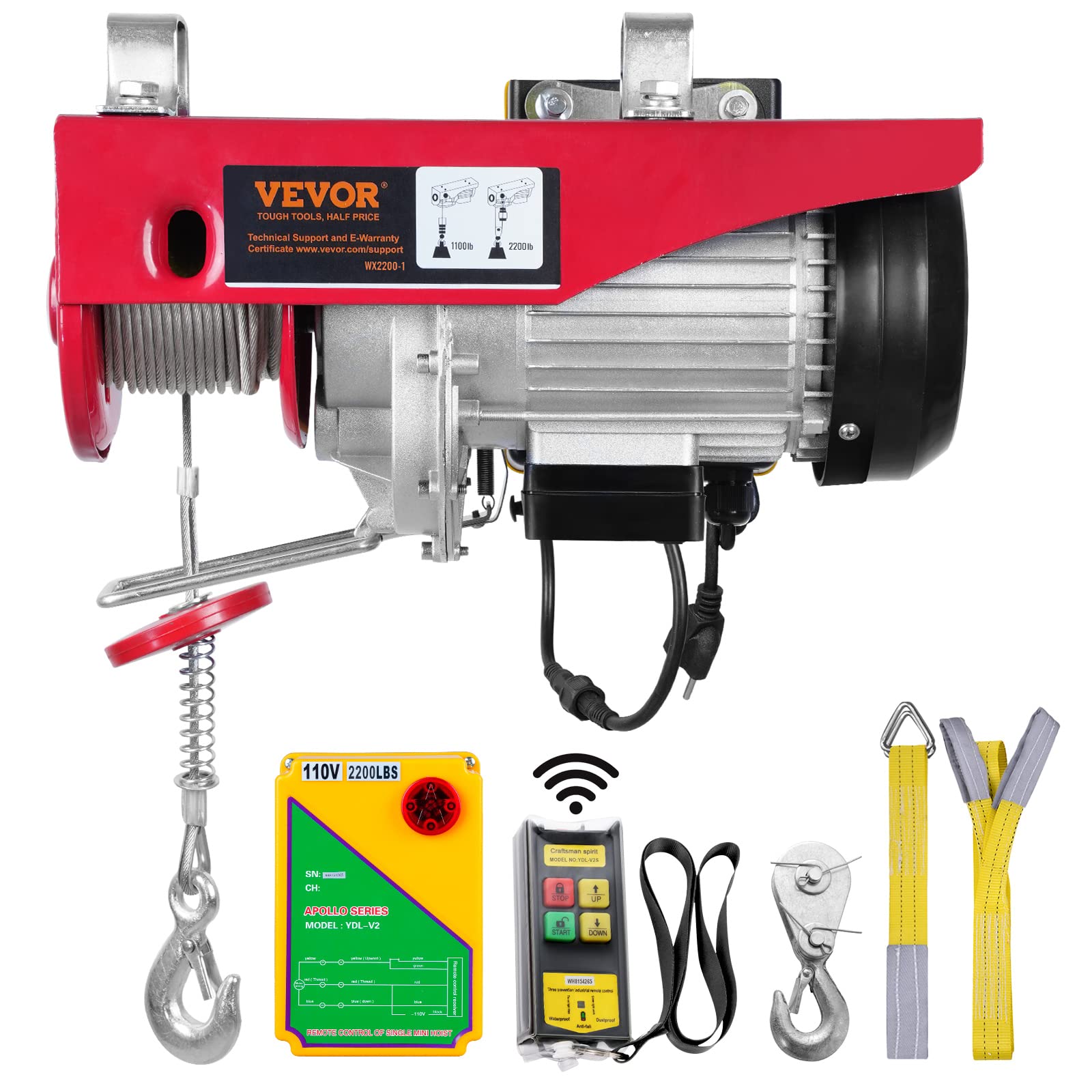 Foto 1 | Polipasto Eléctrico Vevor 1000 Kg Con Control Remoto Inalámbrico 110 V 12 M - Venta Internacional.