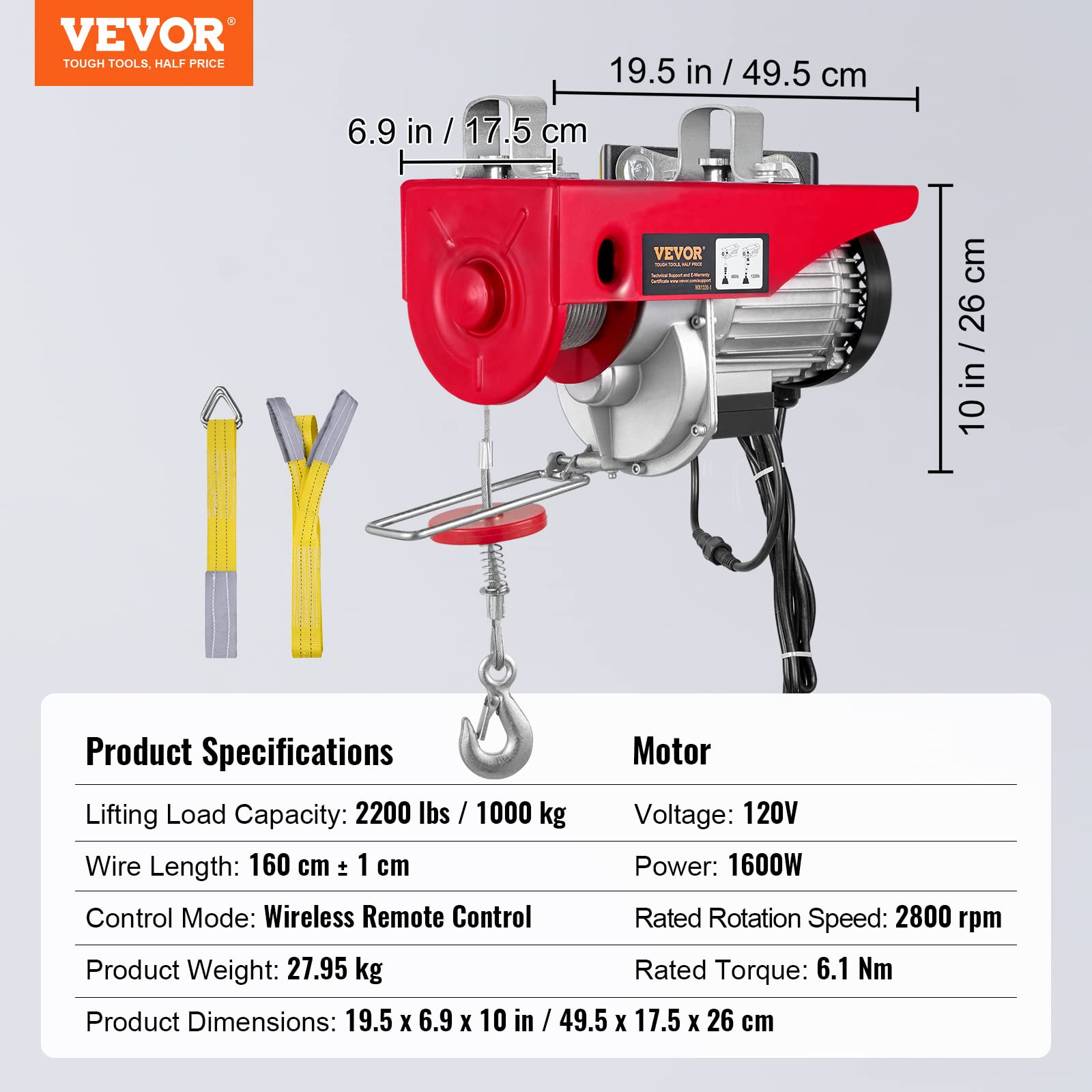 Foto 8 pulgar | Polipasto Eléctrico Vevor 1000 Kg Con Control Remoto Inalámbrico 110 V 12 M - Venta Internacional.