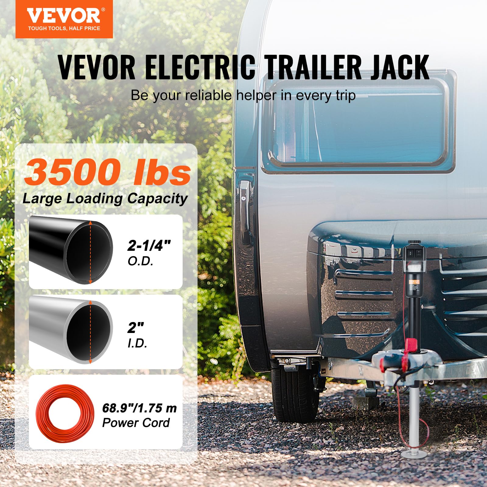 Foto 3 pulgar | Remolque Eléctrico Jack Vevor Power Tongue De 3500 Libras Con Cubierta - Venta Internacional.