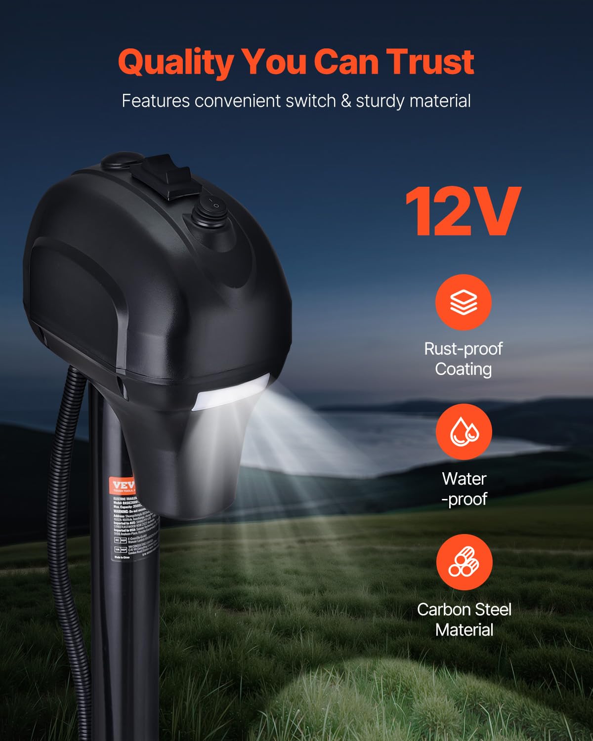 Foto 4 pulgar | Remolque Eléctrico Jack Vevor De 3500 Libras Con Conector De 7 Pines, Negro - Venta Internacional.