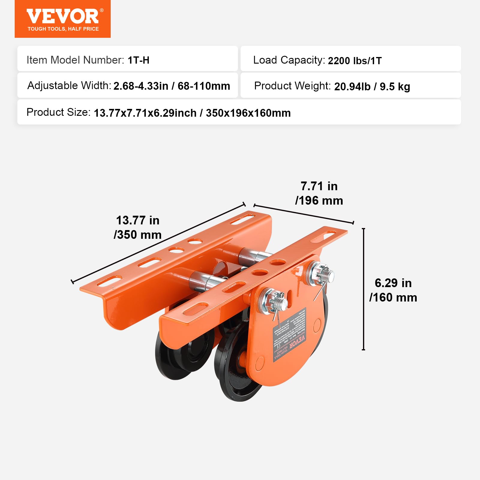 Foto 8 pulgar | Elevador Eléctrico Manual Vevor, 1 Tonelada, Capacidad 1000 Kg - Venta Internacional.
