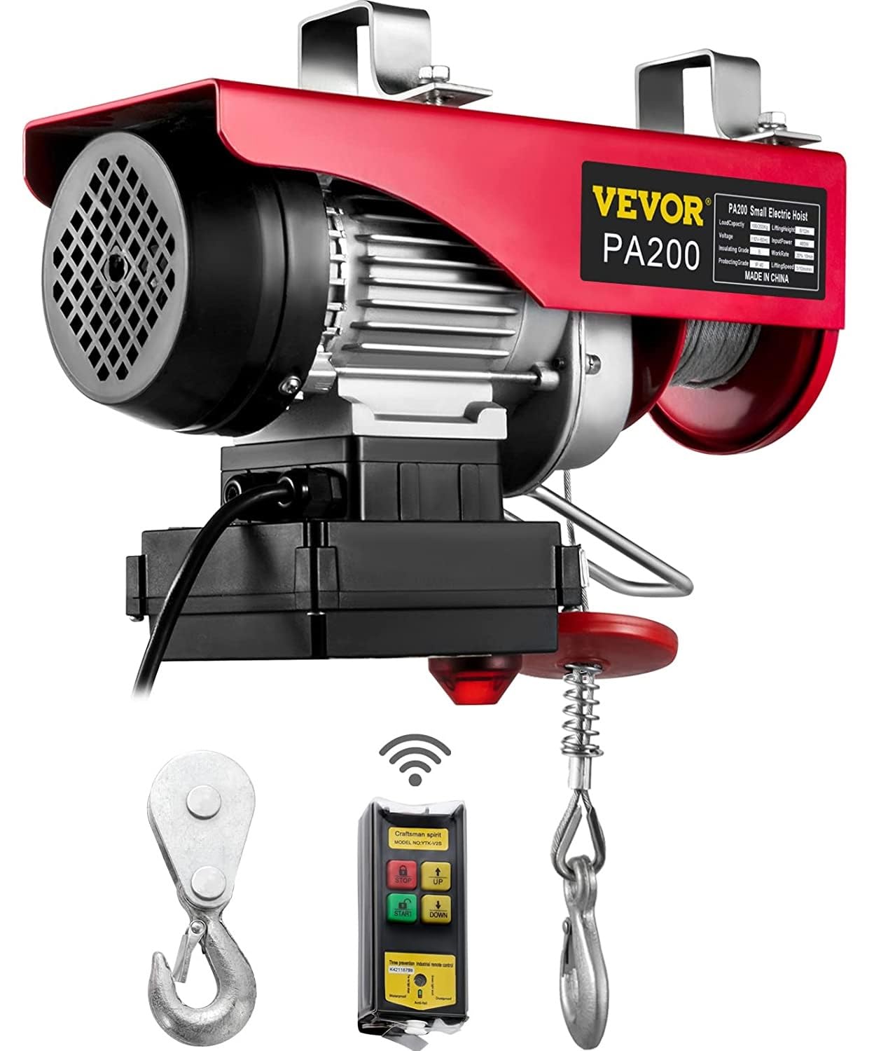 Foto 1 | Polipasto Eléctrico Vevor 200 Kg/100 Kg 110 V Con Control Remoto Inalámbrico - Venta Internacional.