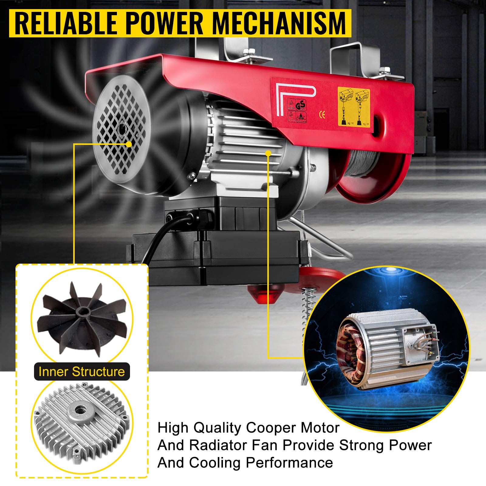 Foto 4 pulgar | Polipasto Eléctrico Vevor 200 Kg/100 Kg 110 V Con Control Remoto Inalámbrico - Venta Internacional.