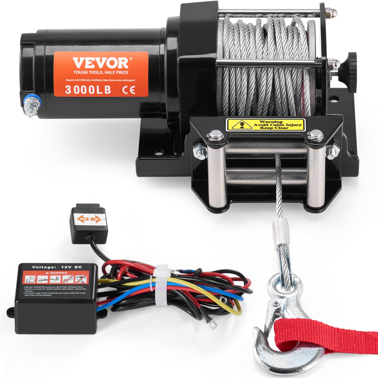 Foto 1 | Cabrestante Atv Vevor Eléctrico De 3000 Libras, 12 V Con Cable De Acero De 39 Pies - Venta Internacional.