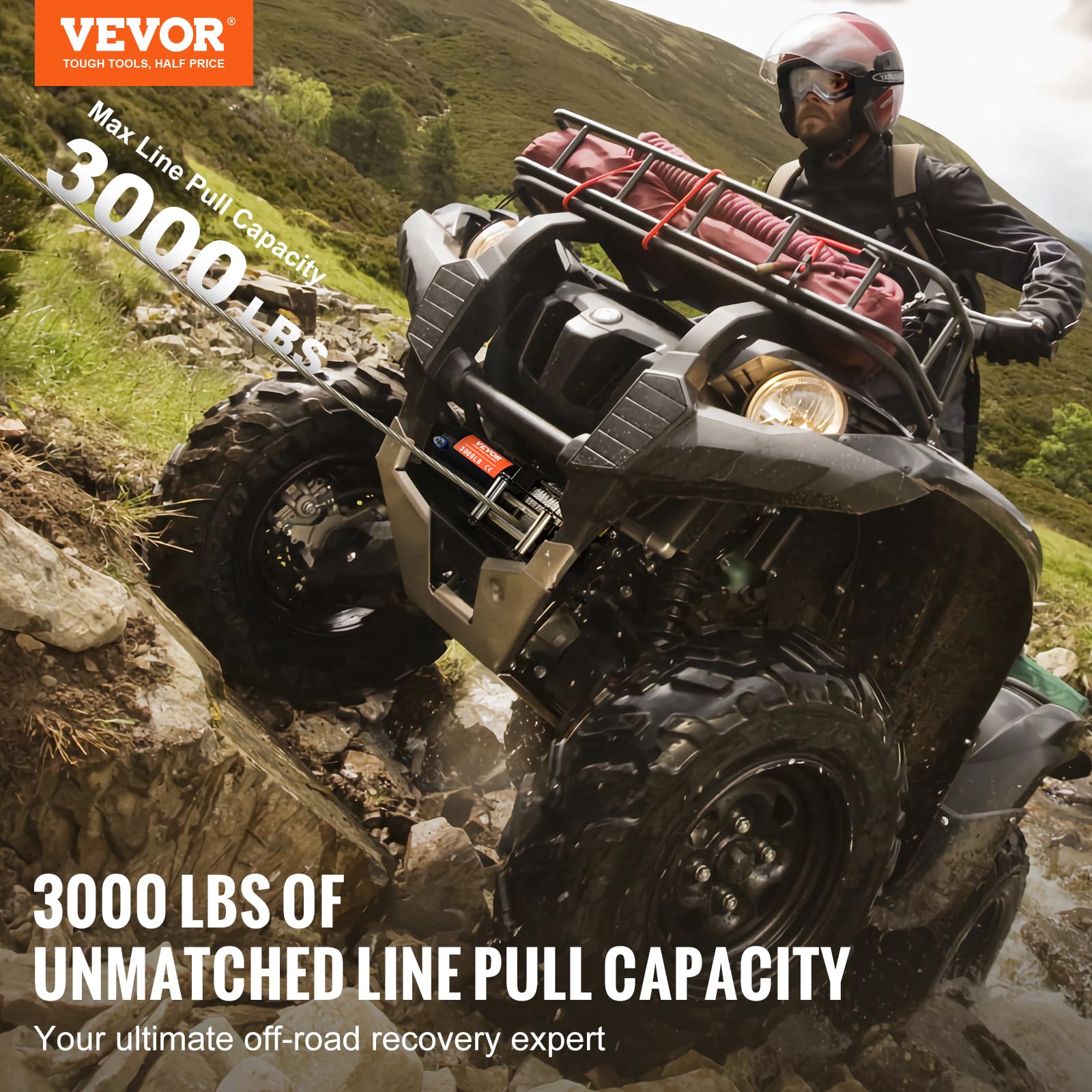 Foto 3 pulgar | Cabrestante Atv Vevor Eléctrico De 3000 Libras, 12 V Con Cable De Acero De 39 Pies - Venta Internacional.