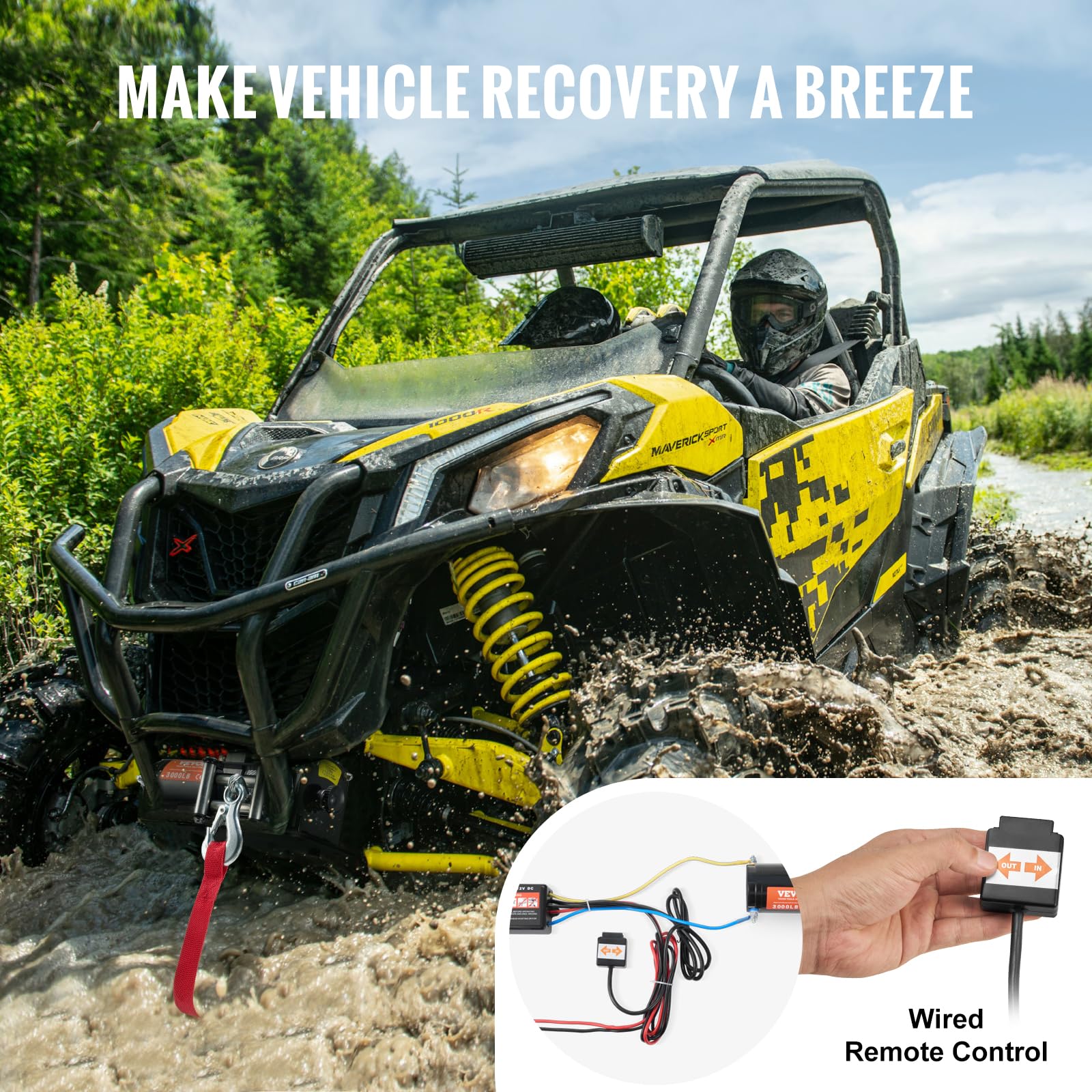 Foto 6 pulgar | Cabrestante Atv Vevor Eléctrico De 3000 Libras, 12 V Con Cable De Acero De 39 Pies - Venta Internacional.