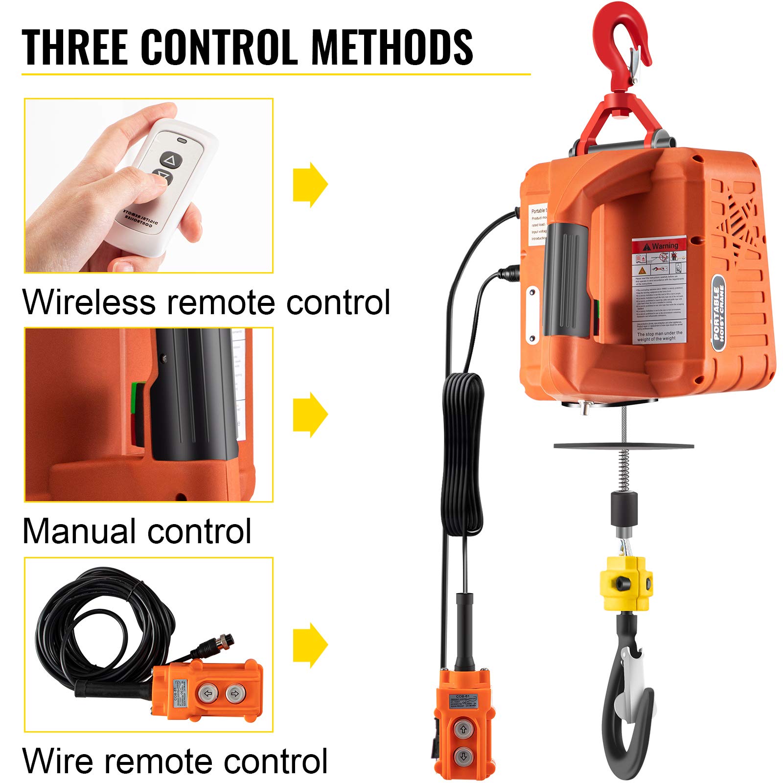 Foto 4 pulgar | Polipasto Eléctrico Vevor 500 kg 7.6 m 110 V con Control Remoto - Venta Internacional