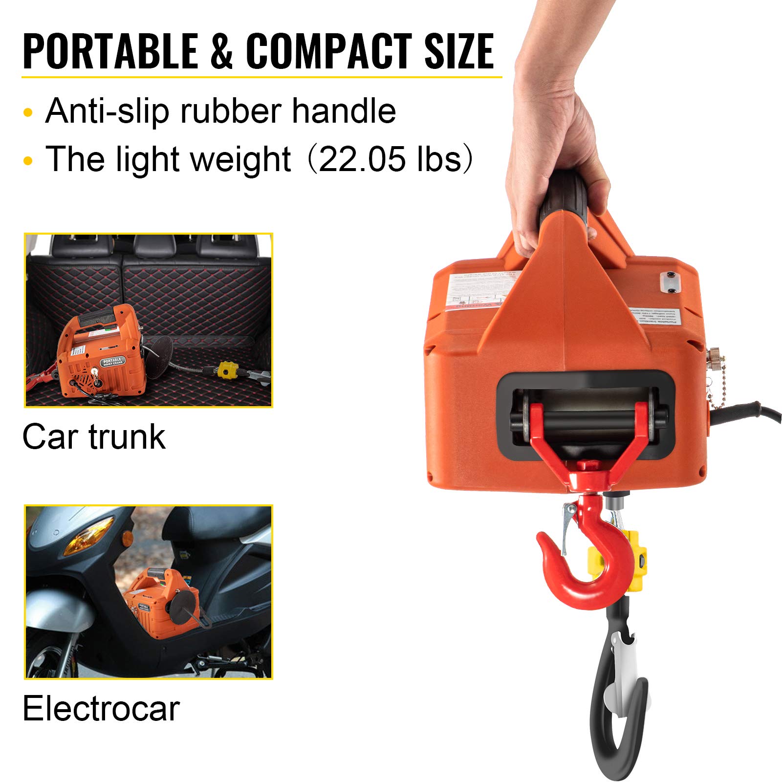 Foto 7 pulgar | Polipasto Eléctrico Vevor 500 kg 7.6 m 110 V con Control Remoto - Venta Internacional