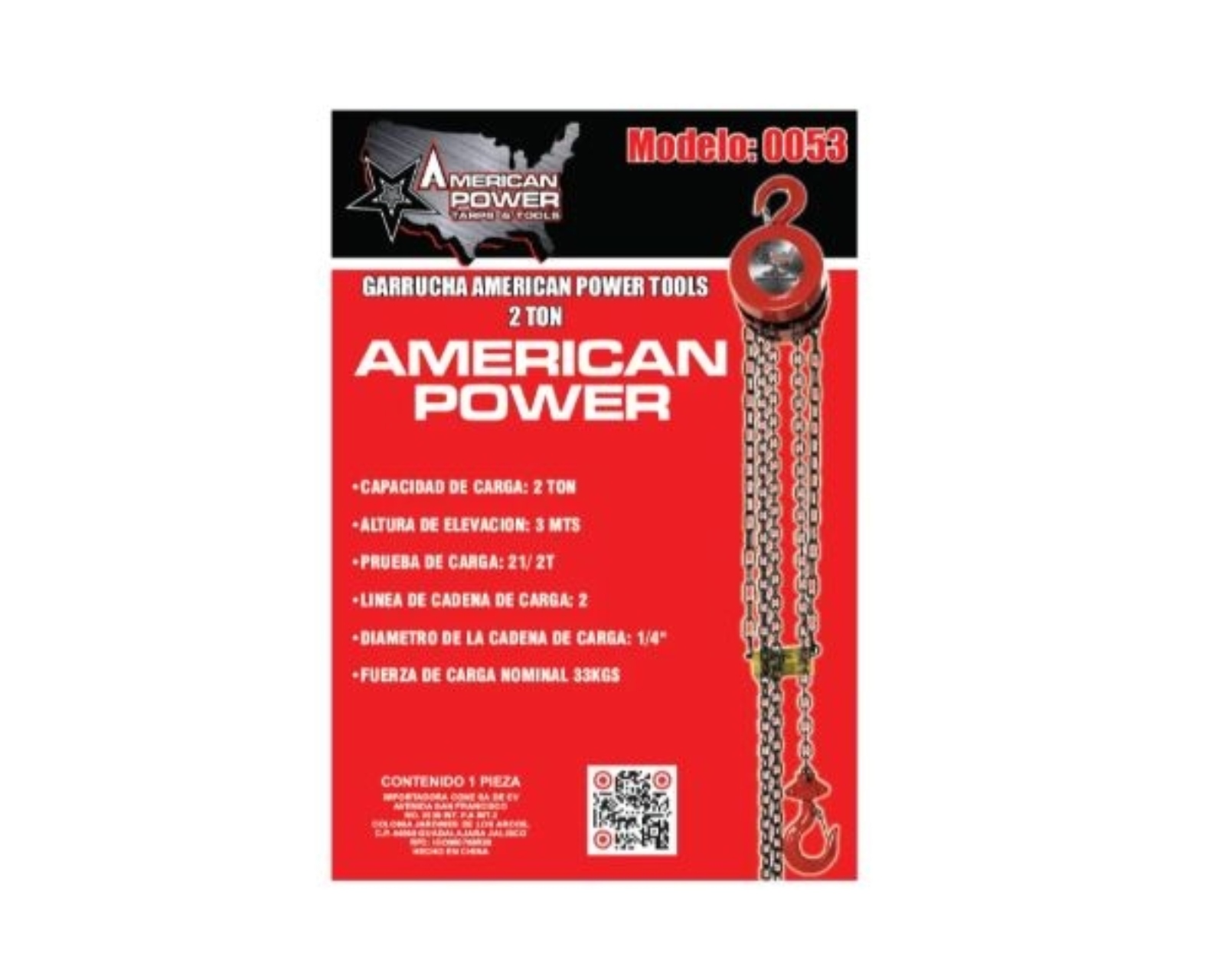 Foto 3 pulgar | Garrucha Manual American Power 2 T con 2 m de Cadena