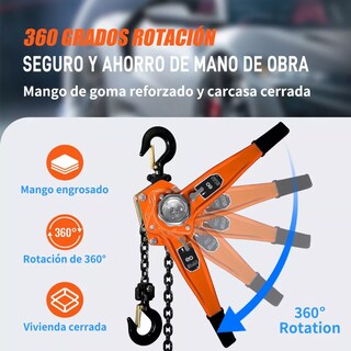 Foto 3 | Polipasto De Palanca Para 2 Toneladas 3 Metros Mango Con Goma Eo Safe Imports Esi-13321-1 Naranja