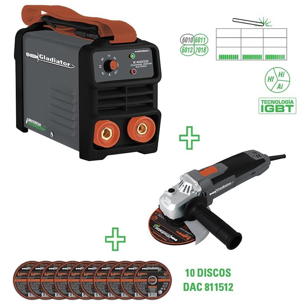 Foto 2 | Gladiador Kit Soldadora Inver + Esmer Ang. Ie 6200/7-aa 615p