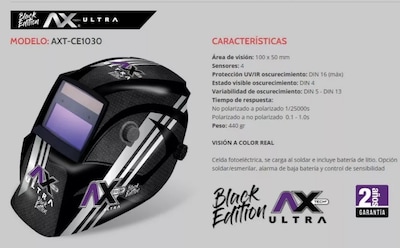 Foto 2 | Careta Electrónica Black Ax Tech Sombra Variable 4 Sensores Color Negro