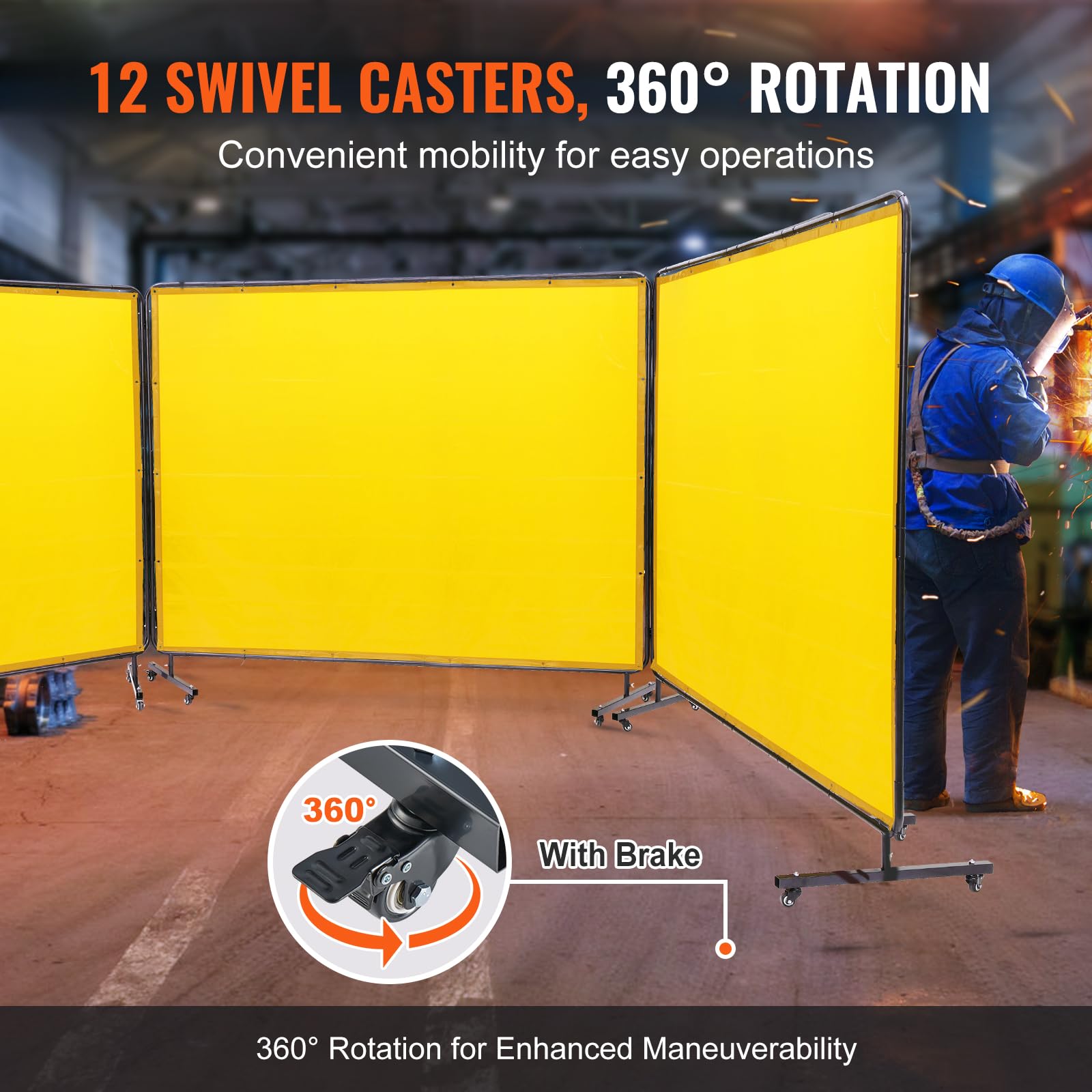 Foto 4 pulgar | Pantalla De Soldadura Vevor De 3 Paneles De 1,8 M X 2,4 M Con Marco Amarillo - Venta Internacional.