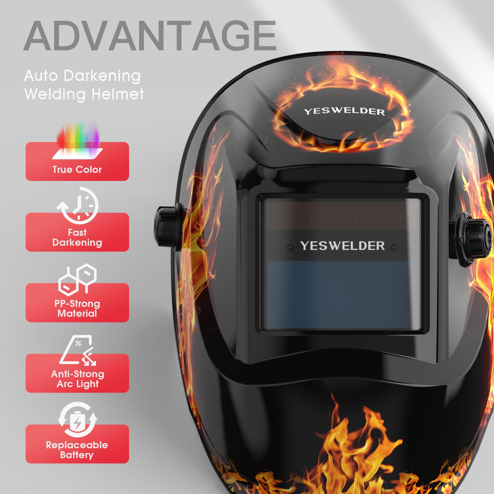 Foto 4 pulgar | Casco De Soldadura Yeswelder True Color Solar Con Oscurecimiento Automático Lyg-l500a-b - Venta Internacional.