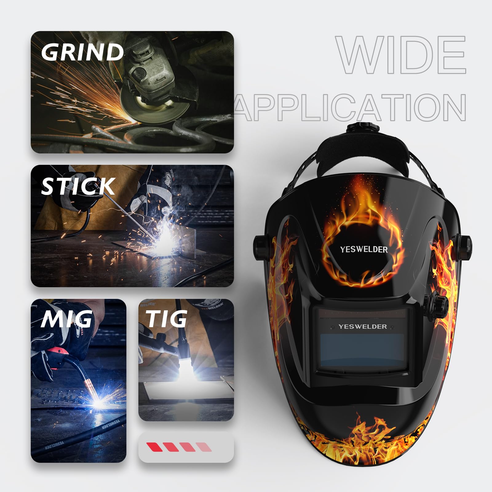 Foto 5 pulgar | Casco De Soldadura Yeswelder True Color Solar Con Oscurecimiento Automático Lyg-l500a-b - Venta Internacional.