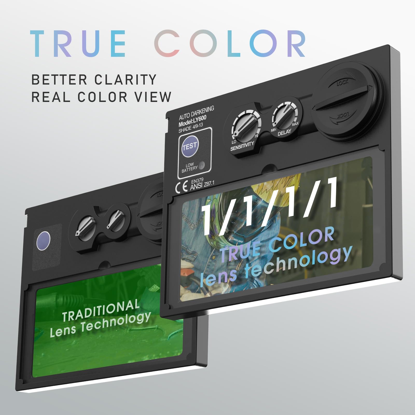 Foto 5 | Casco De Soldadura Yeswelder True Color Solar Con Oscurecimiento Automático Lyg-l500a-b - Venta Internacional.