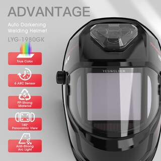 Foto 3 | Casco De Soldadura Yeswelder De Oscurecimiento Automático Con 6 Sensores De Arco - Venta Internacional.