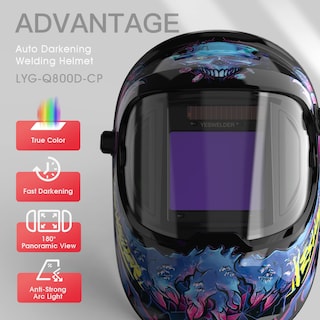 Foto 2 | Casco De Soldadura Yeswelder Lyg-q800d-cp Con Oscurecimiento Solar Automático - Venta Internacional.