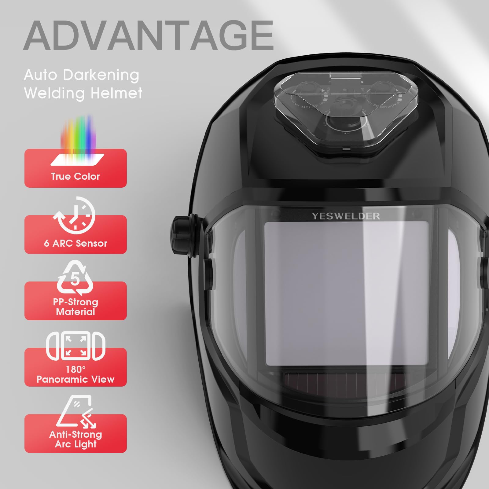 Foto 4 pulgar | Casco De Soldadura Yeswelder De Oscurecimiento Automático Con 6 Sensores De Arco - Venta Internacional.