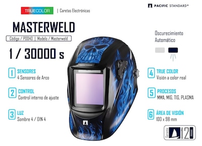 Foto 5 | Careta Electrónica Pacific Standard Masterweld 4 Sen Som/var