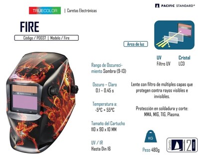Foto 6 | Careta Electrónica Pacific Standard Fire 2 Sensores Som/var