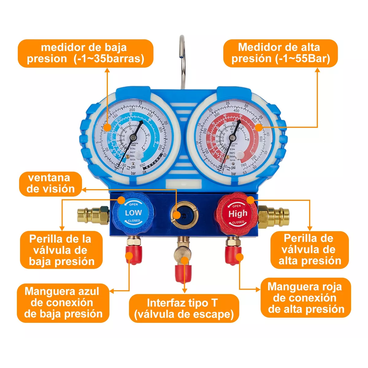 Foto 4 pulgar | Juego De Manometro Refrigeracion Eo Safe Imports Esi-10544 Multicolor