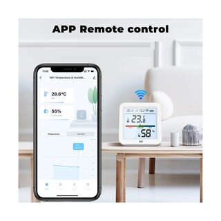 Foto 2 | Sensor Termómetro Higrómetro Wifi Inteligente Alexa Google Eo Safe Imports Esi-19414 Blanco