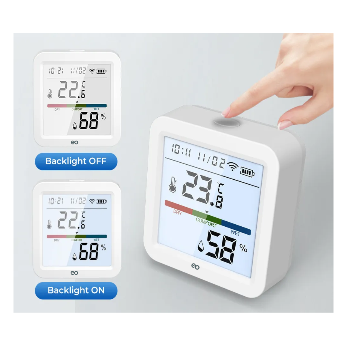 Foto 4 pulgar | Sensor Termómetro Higrómetro Wifi Inteligente Alexa Google Eo Safe Imports Esi-19414 Blanco
