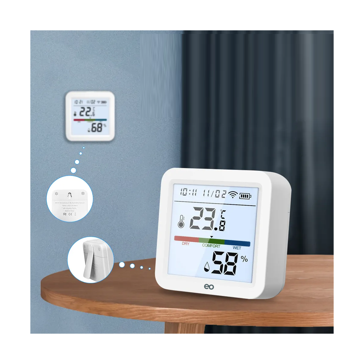 Foto 4 | Sensor Termómetro Higrómetro Wifi Inteligente Alexa Google Eo Safe Imports Esi-19414 Blanco