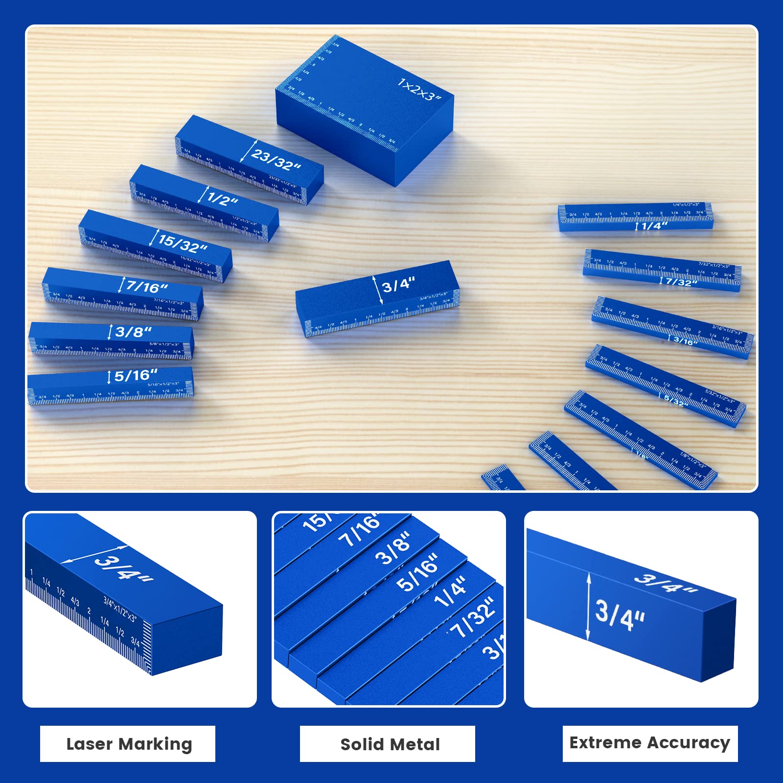 Foto 4 pulgar | Medidor De Altura De Aluminio Setup Blocks Neitra Para Carpintería 15 - Venta Internacional.