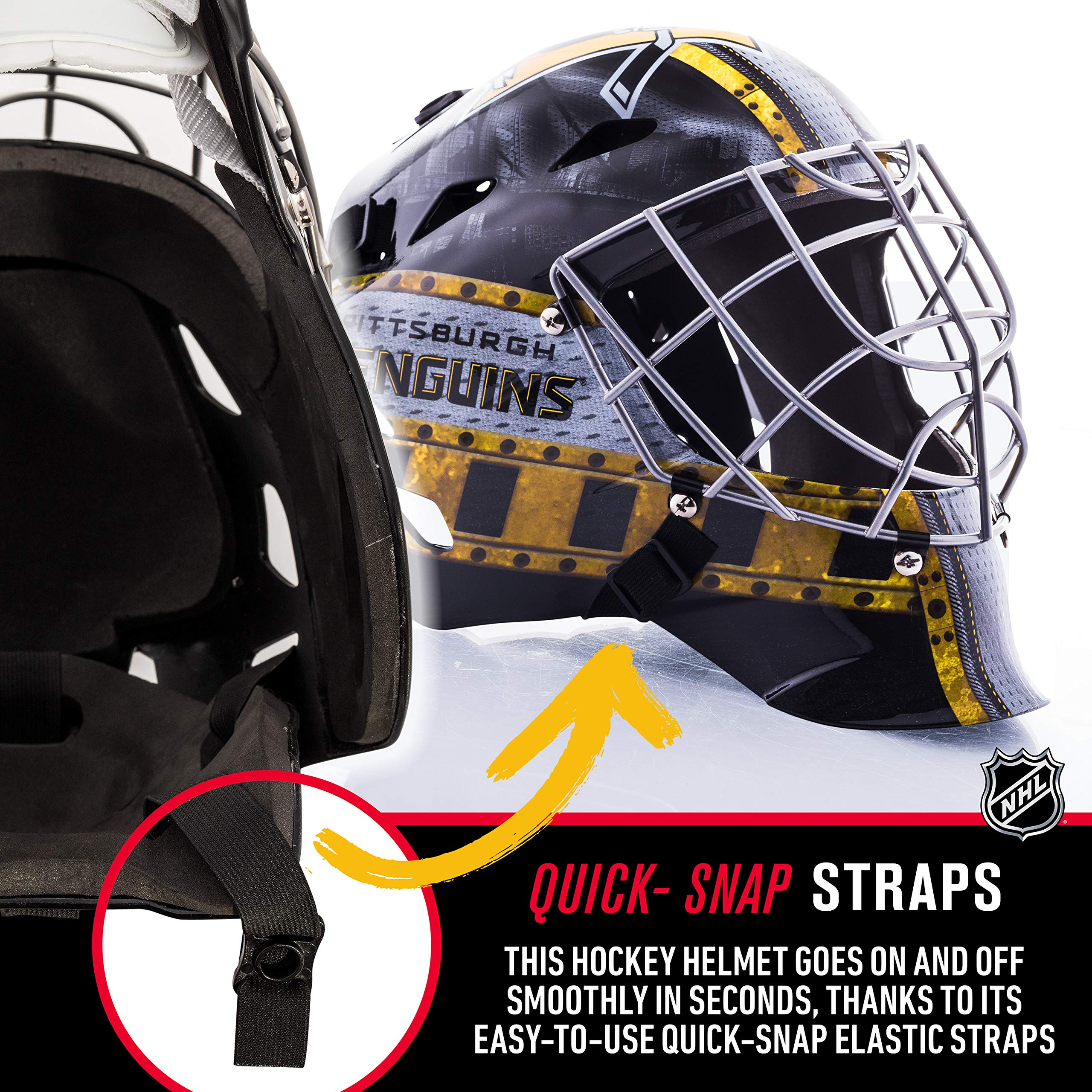 Foto 6 pulgar | Casco de Portero Franklin Sports Pittsburgh Penguins NHL - Venta Internacional