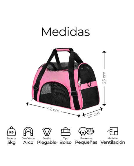 Foto 3 pulgar | Mochila Transportadora Bolsa Mascota Perro Gato Viaje Chica Color Rosa