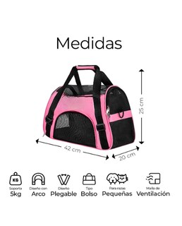 Foto 2 | Mochila Transportadora Bolsa Mascota Perro Gato Viaje Chica Color Rosa