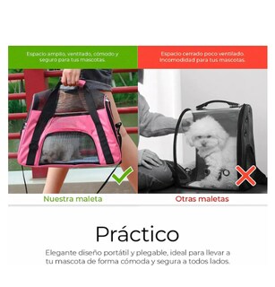 Foto 4 | Mochila Transportadora Bolsa Mascota Perro Gato Viaje Chica Color Rosa