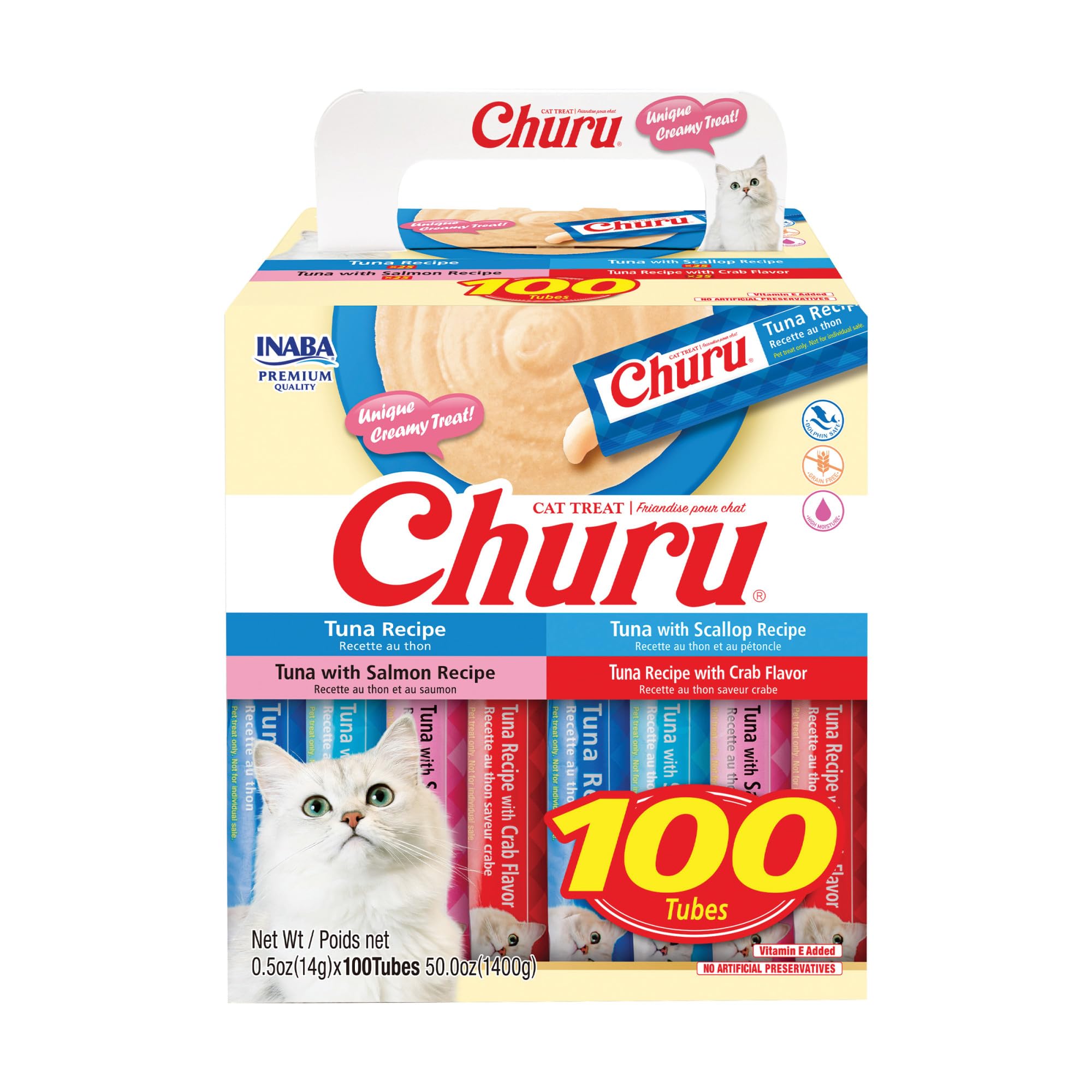 Cat Treats Inaba Churu, Puré Cremoso Y Exprimible De Atún Para Lamer - Venta Internacional.