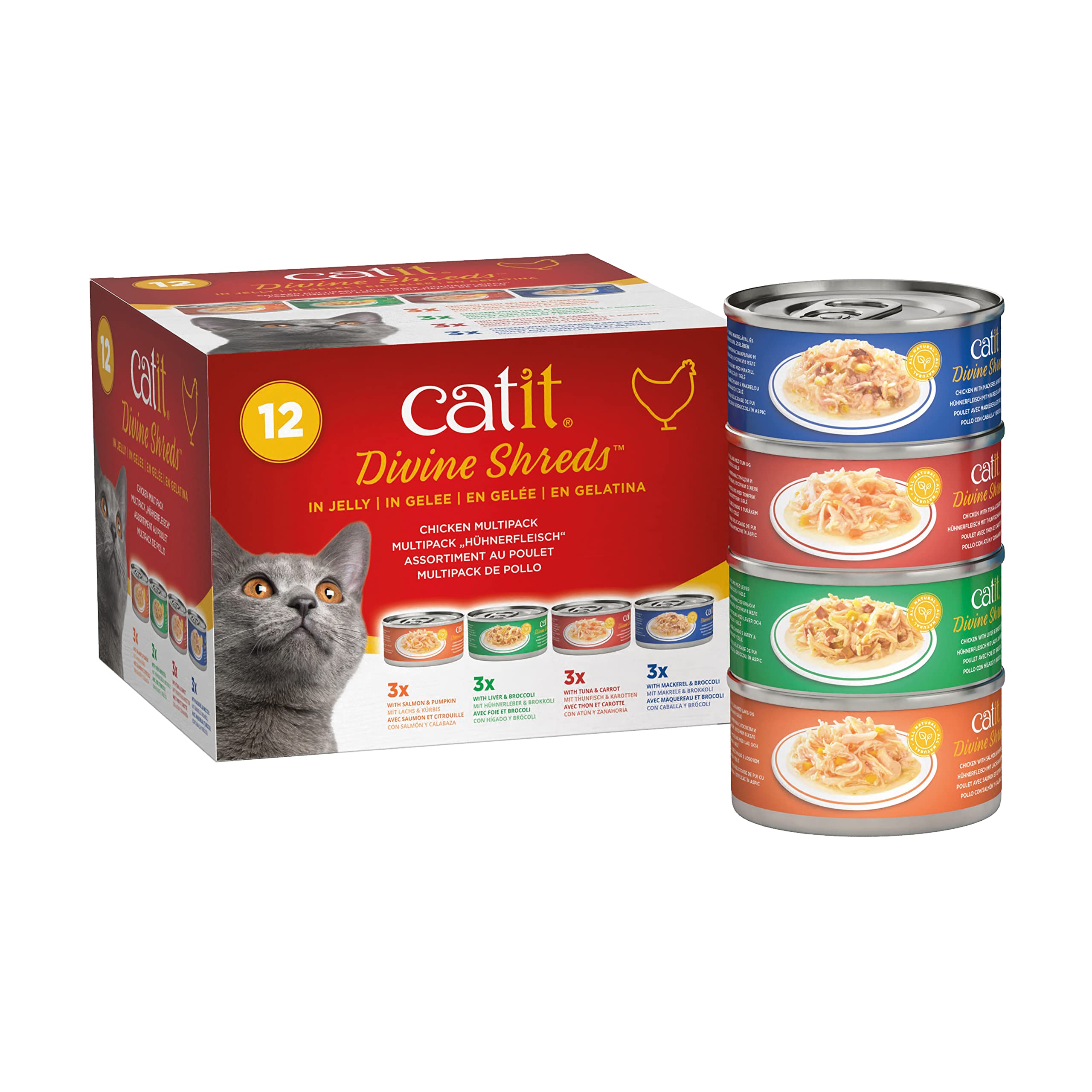 Adorno De Comida Para Gatos Catit Divine Shreds In Jelly Chicken X4 - Venta Internacional.