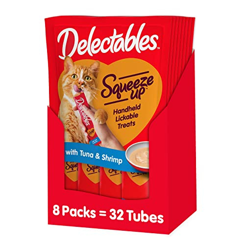 Wet Cat Treats Hartz Delectables Squeeze Up, Atún Y Camarones 32 - Venta Internacional.