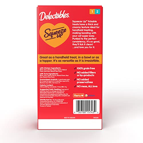 Foto 5 pulgar | Cat Treats Hartz Delectables Squeeze Up, Pollo Y Atún, 10 Unidades - Venta Internacional.