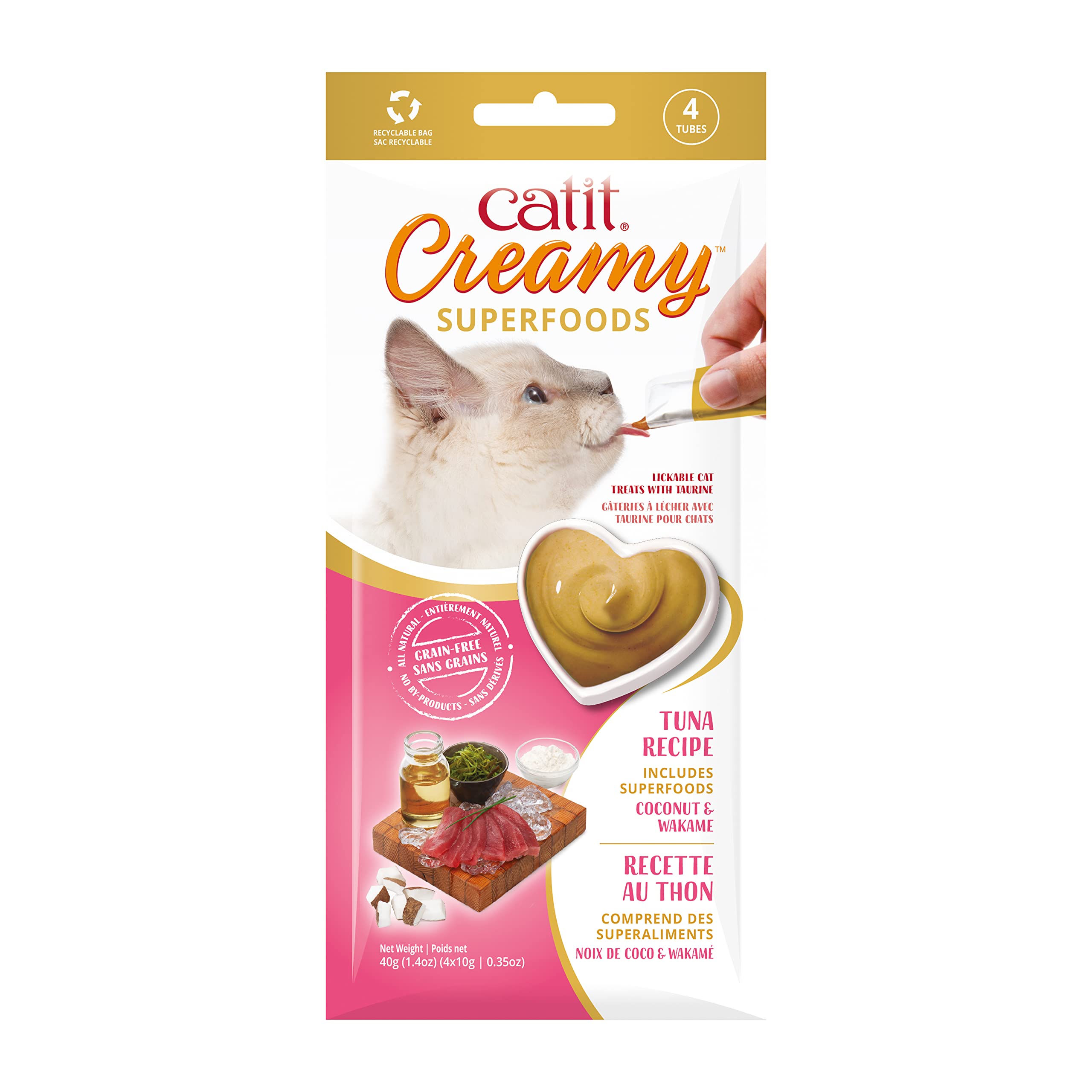 Foto 2 pulgar | Cat Treat Catit Creamy Superfood Atún Con Coco Y Wakame, Paquete De 4 - Venta Internacional.