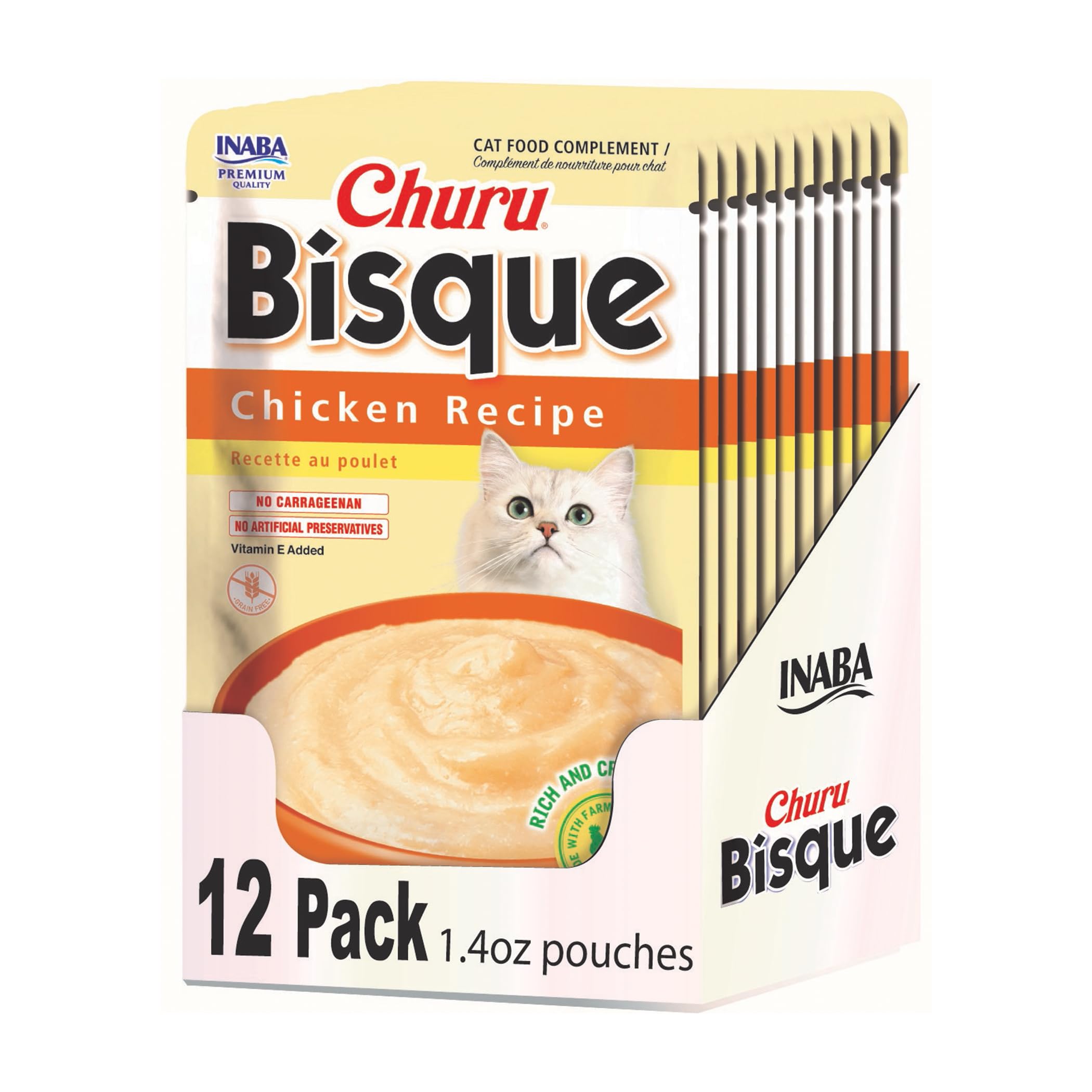 Golosinas Para Gatos Inaba Churu Bisque Chicken, 50 Ml, 12 Unidades - Venta Internacional.