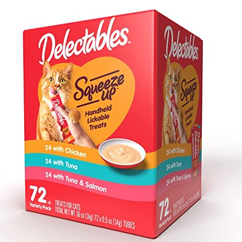 Cat Treats Hartz Delectables Squeeze Up, Paquetes Variados, 72 Unidades - Venta Internacional.