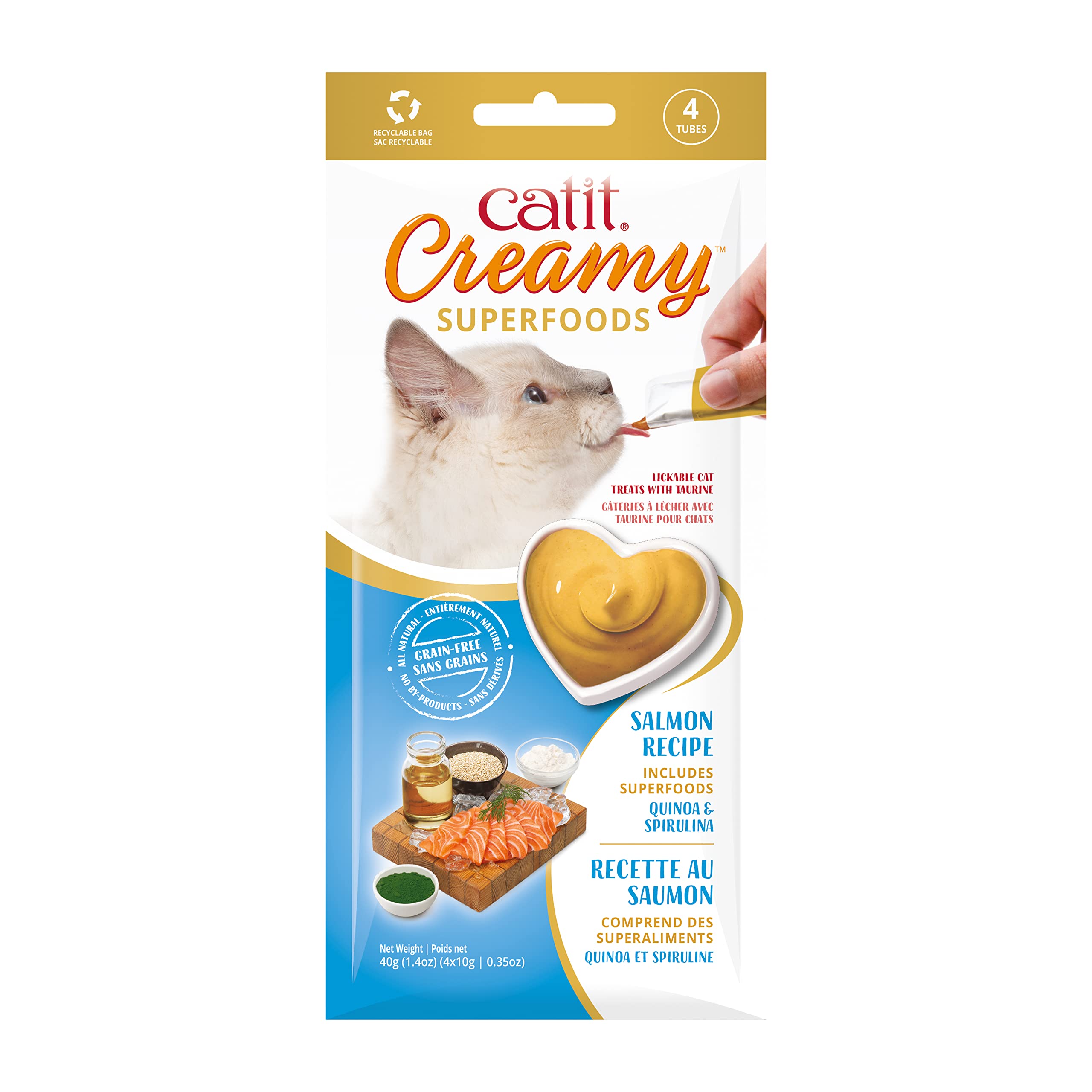 Foto 2 pulgar | Cat Treat Catit, Superalimento Cremoso, Lamible, Salmón, 60 G, Paquete De 4 - Venta Internacional.