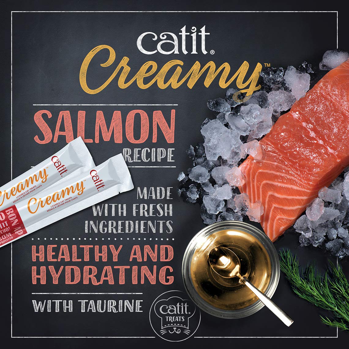 Foto 2 | Cat Treat Catit, Cremoso Y Lamible, Sabor A Salmón, 30 Unidades - Venta Internacional.