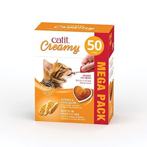 Cat Treat Catit, Cremoso, Lamible, Pollo E Hígado, Paquete De 50 - Venta Internacional.