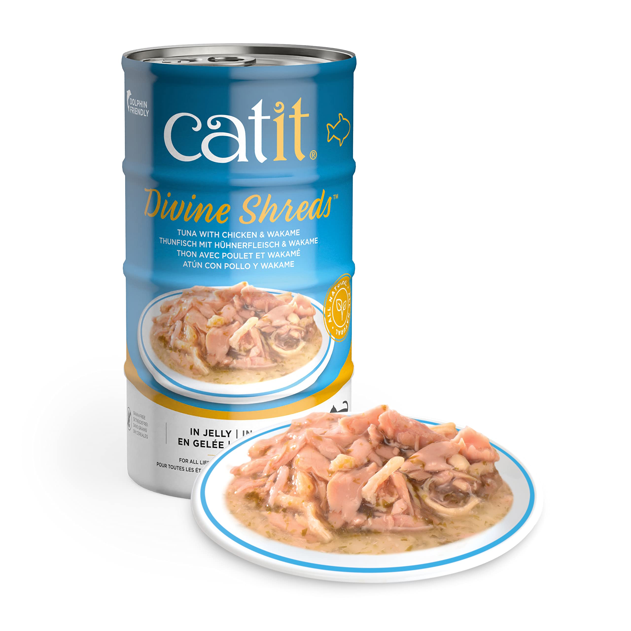 Foto 2 pulgar | Comida Húmeda Para Gatos Catit Divine Desmenuzada En Gelatina De Atún Con Pollo - Venta Internacional.